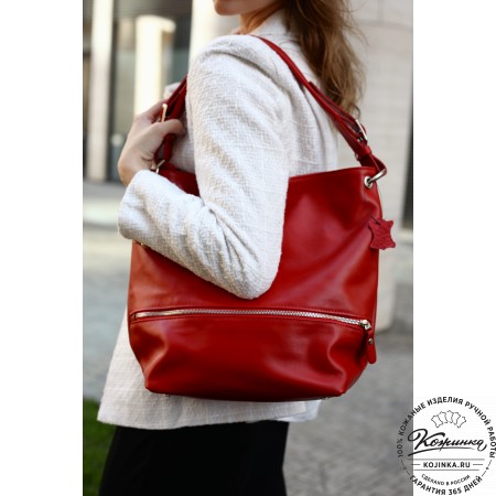 Кожаная женская сумка "Бэлла" (красная гладкая кожа)